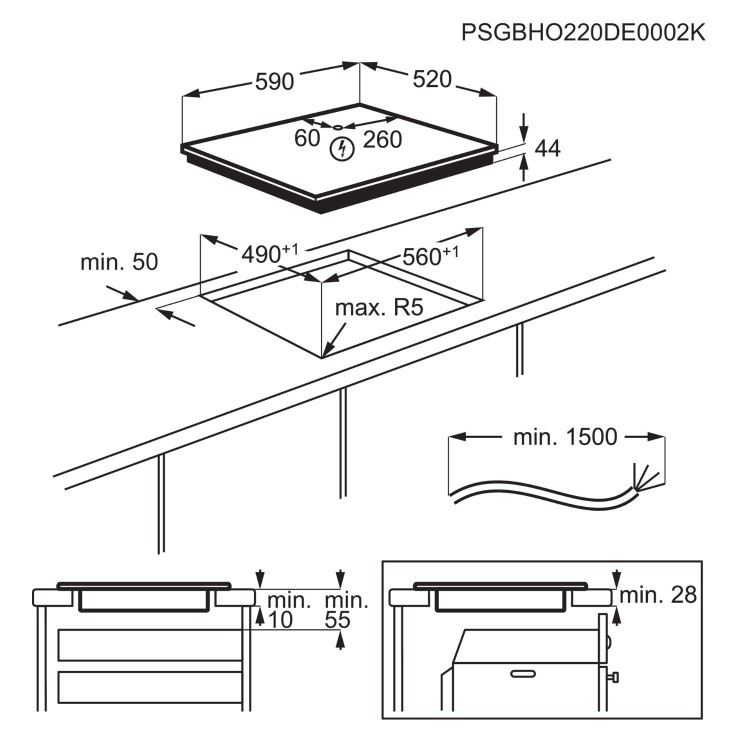 Refurbished AEG 7000 SenseBoil Series IAX64411CB 60cm 4 Zone Induction Hob