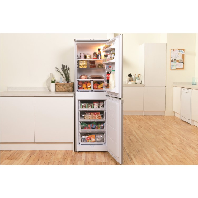 Indesit 235 Litre 50/50 Freestanding Fridge Freezer - Silver