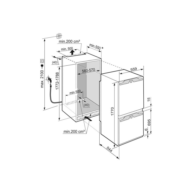 Liebherr 233 Litre Biofresh 70/30 Integrated Fridge Freezer