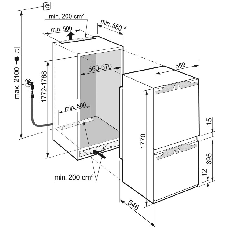 Liebherr 246 Litre BioFresh 70/30 Integrated Fridge Freezer