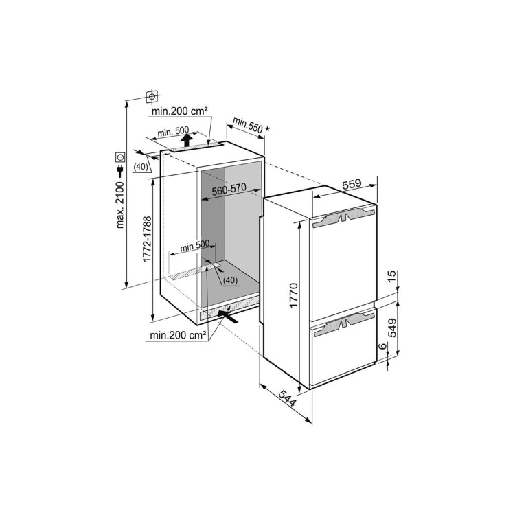liebherr ICBP3256 Premium BioFresh SmartFrost 80-20 Door-on-door Integrated Fridge Freezer