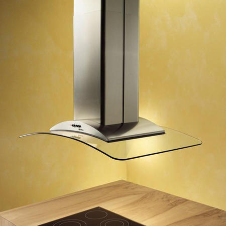 Elica ICEBERG_SF Iceberg Short Flue Curved Glass 100cm Island Hood in Stainless Steel