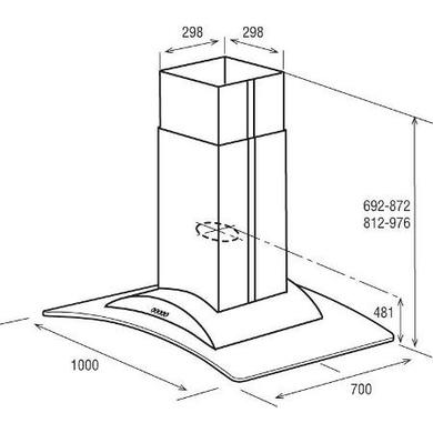 Elica ICEBERG_SF Iceberg Short Flue Curved Glass 100cm Island Hood in Stainless Steel
