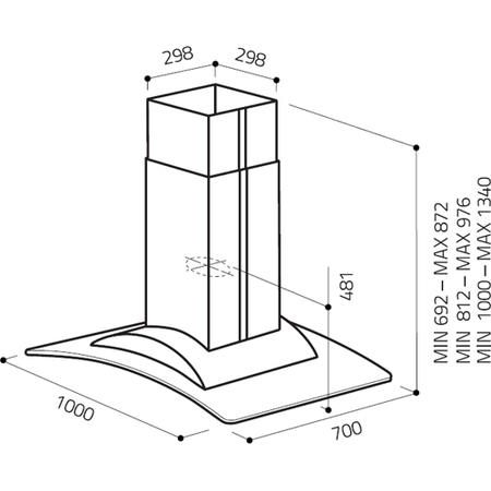 Elica ICEBERG_TC Iceberg Touch Control Curved Glass 100cm Island Hood in Stainless Steel