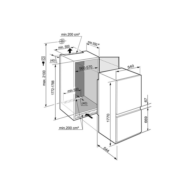 Liebherr 262 Litre 70/30 Integrated Fridge Freezer