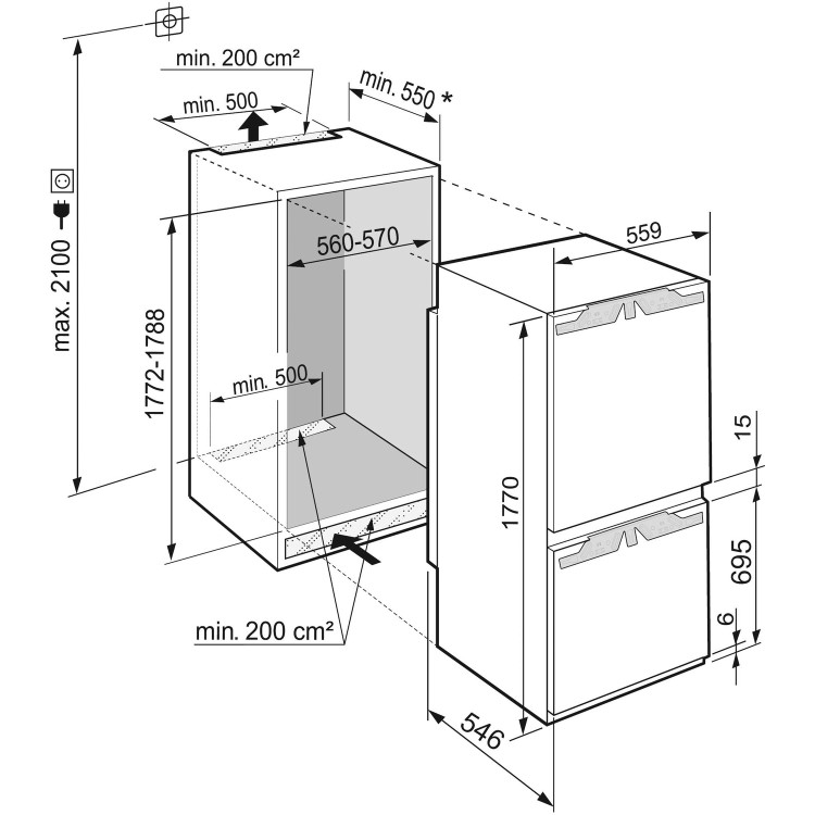 Liebherr 264 Litre 60/40 Integrated Fridge Freezer