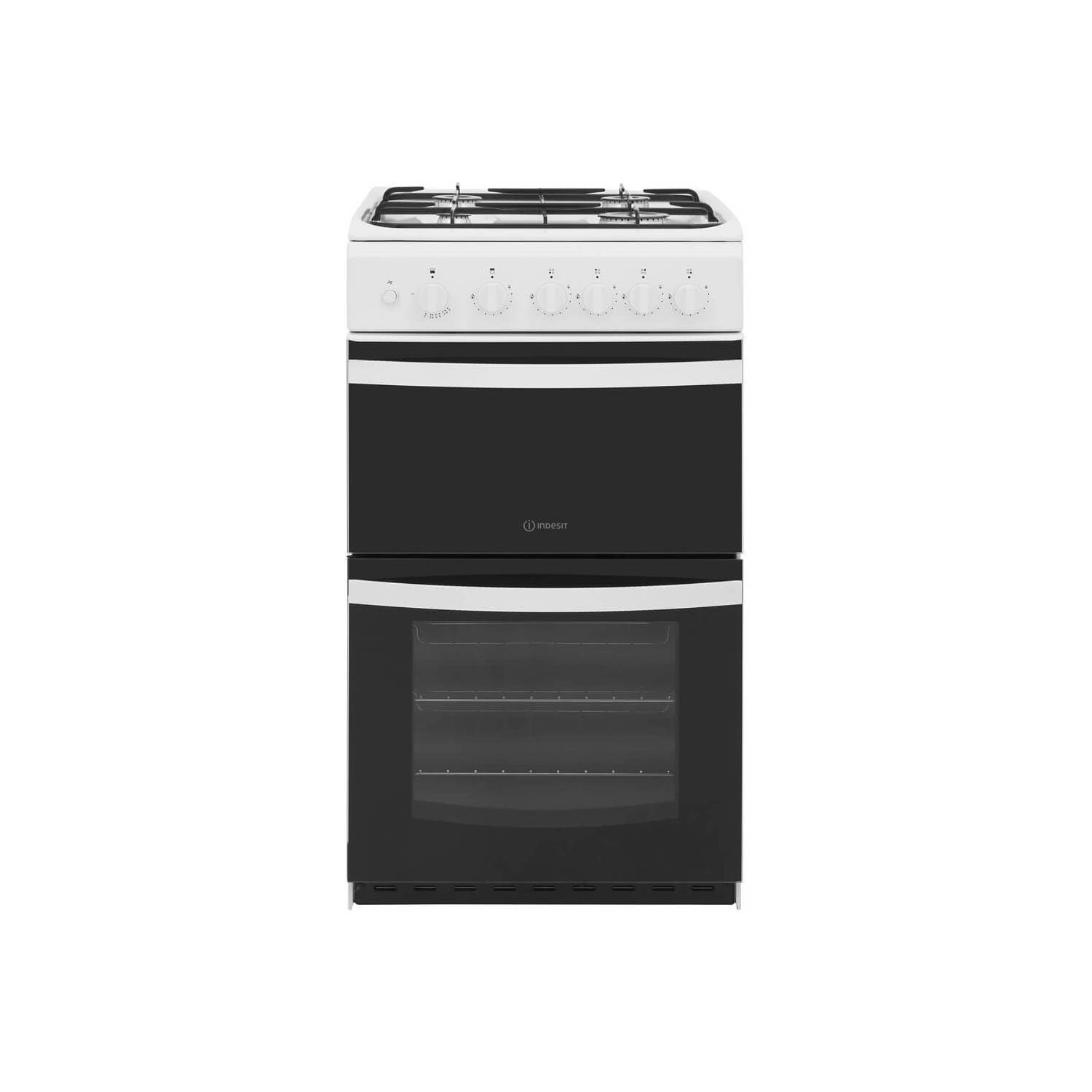 Indesit 50cm Double Cavity Gas Cooker with Catalytic Liners - White