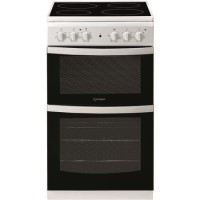 Refurbished Indesit ID5V92KMW 50cm Double Cavity Electric Cooker With Ceramic Hob White