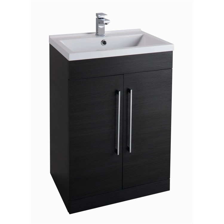 Black Free Standing Bathroom Vanity Unit - Without Basin - W600 x 820mm