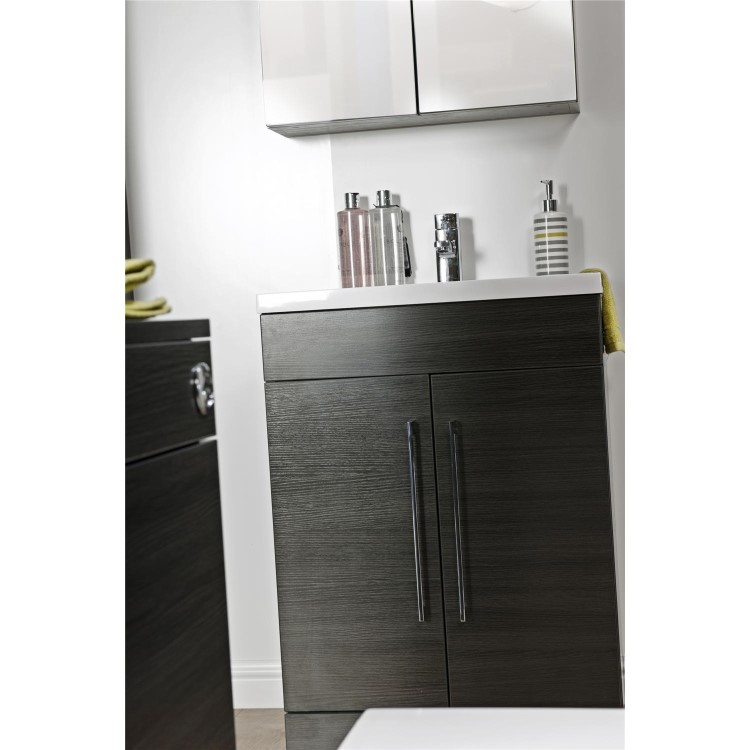 Black Free Standing Bathroom Vanity Unit - Without Basin - W600 x 820mm