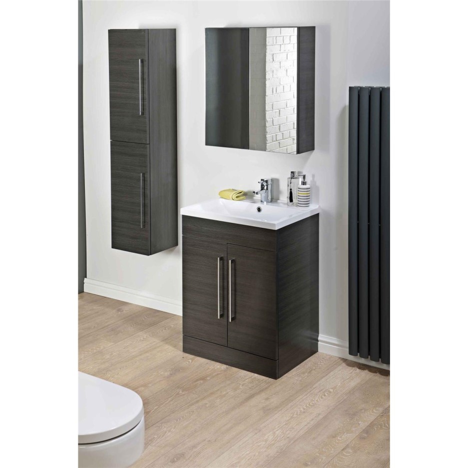 Black Free Standing Bathroom Vanity Unit Without Basin W600 x 820mm