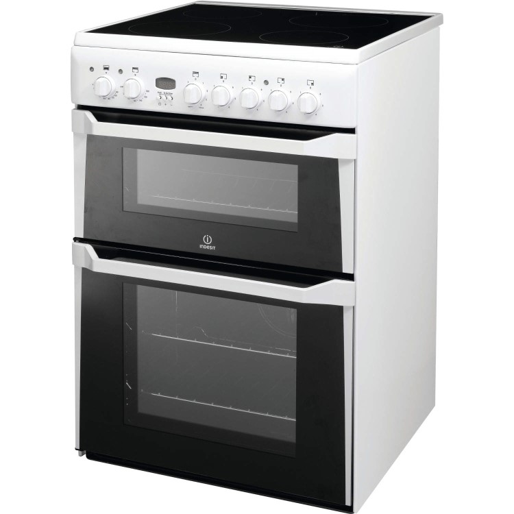 Indesit ID60C2WS 60cm Double Oven Electric Cooker With Ceramic Hob - White