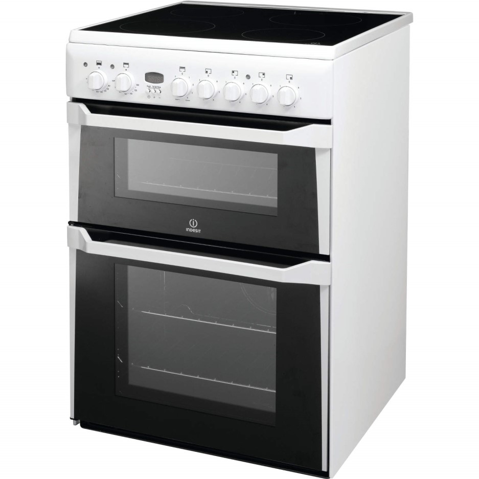 Indesit ID60C2WS 60cm Double Oven Electric Cooker With Ceramic Hob