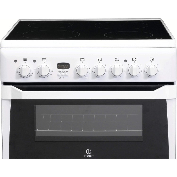 Indesit ID60C2WS 60cm Double Oven Electric Cooker With Ceramic Hob - White