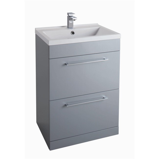 Grey Free Standing Bathroom Vanity Unit - 2 Drawer - Without Basin - W600mm