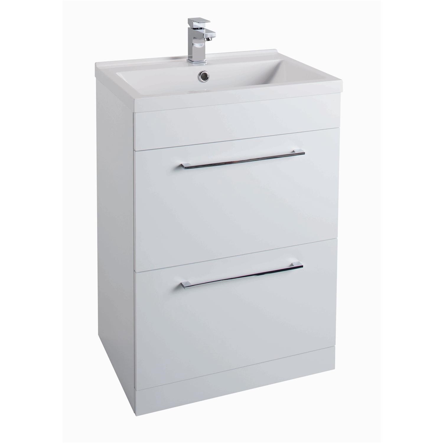 White Free Standing Bathroom Vanity Unit Without basin W600mm