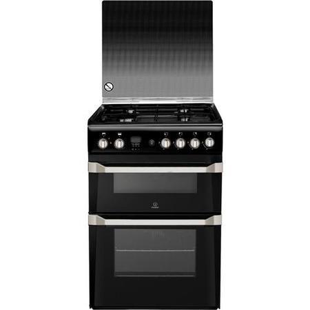 GRADE A2 - Indesit ID60G2K 60cm Double Oven Gas Cooker - Black