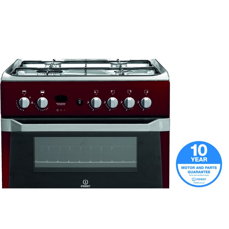 Indesit ID60G2R 60cm Double Oven Gas Cooker Red Appliances Direct