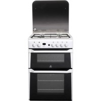 Indesit 60cm Double Oven Gas Cooker with Lid - White