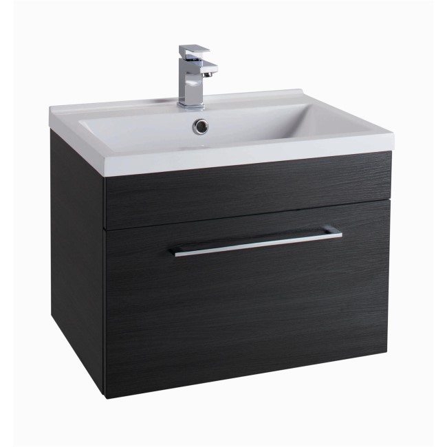 Black Wall Hung Bathroom Vanity Unit - Without Basin - W600mm