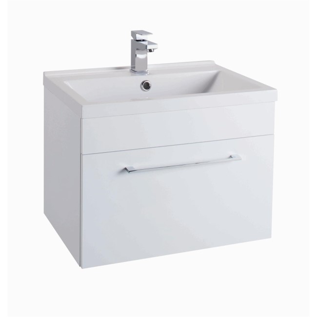 White Wall Hung Bathroom Vanity Unit - With Basin - W600mm