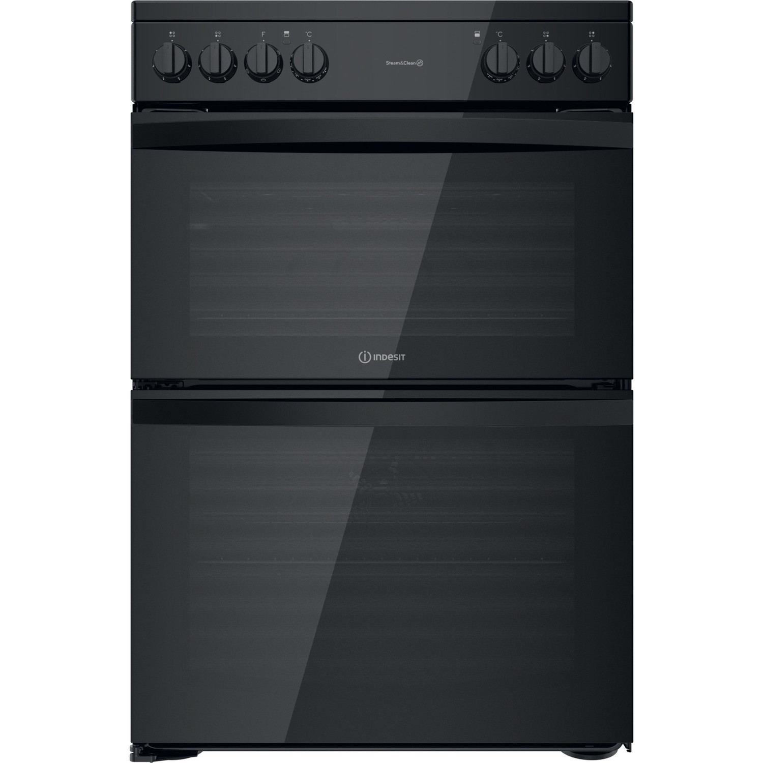 Indesit 60cm Double Oven Electric Cooker - Black