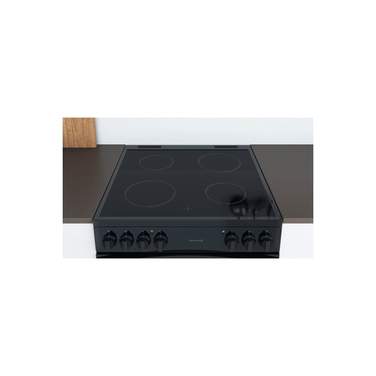 Refurbished Indesit ID67V9KMB 60cm Double Oven Electric Cooker Black