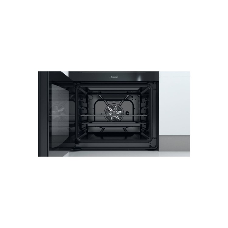 Refurbished Indesit ID67V9KMB 60cm Double Oven Electric Cooker Black