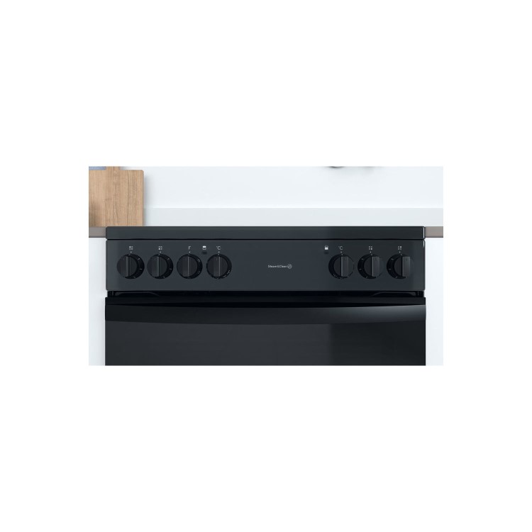 Refurbished Indesit ID67V9KMB 60cm Double Oven Electric Cooker Black