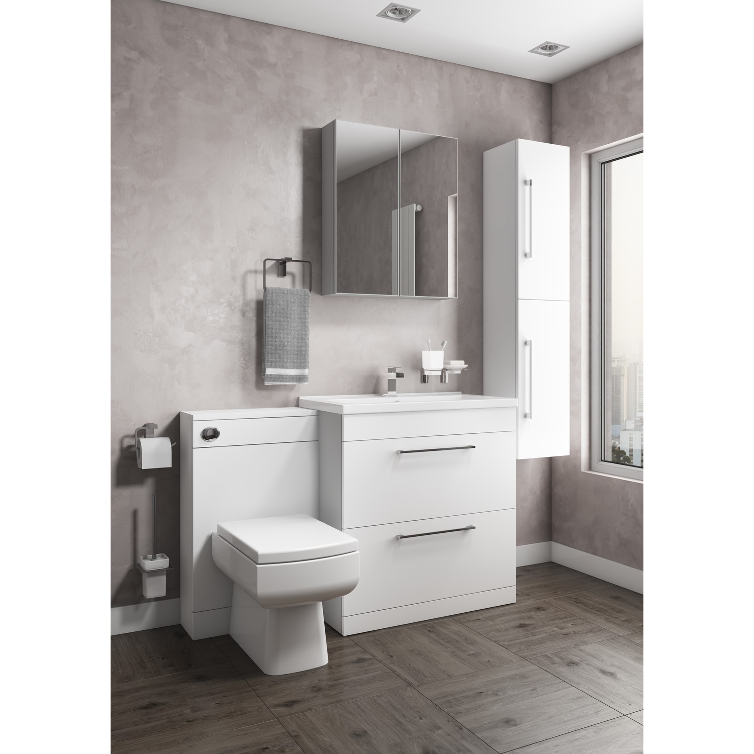 White Free Standing Bathroom Vanity Unit Without Basin W800mm