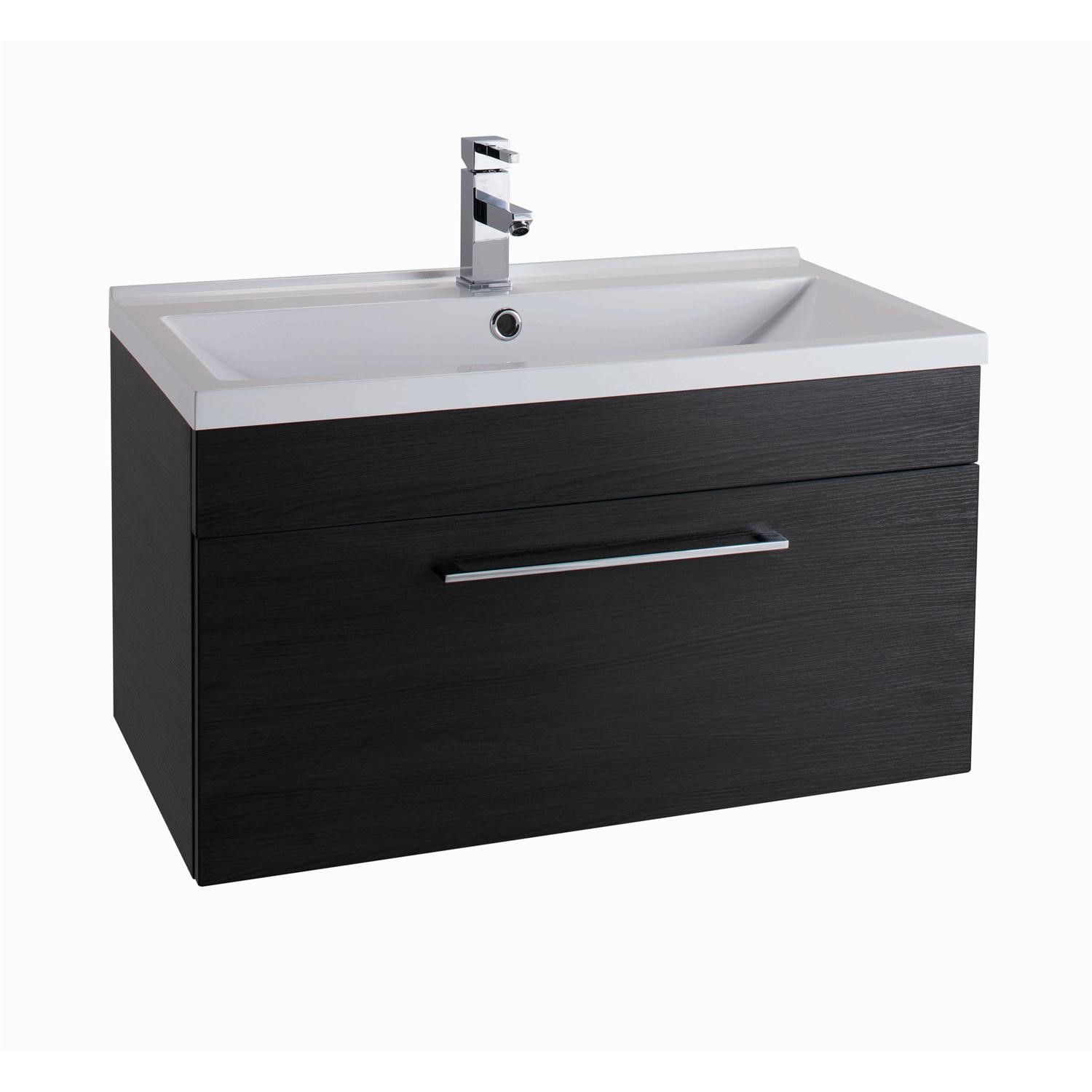 Black Wall Hung Bathroom Vanity Unit Without Basin W800mm ID80WH