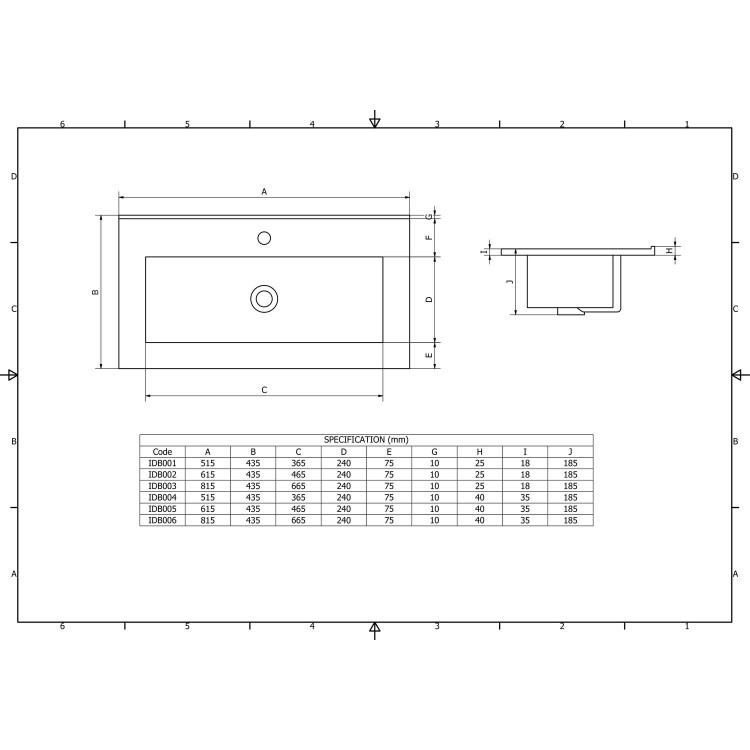 Moderno Thin Edge Vanity Unit Sink - 500mm Wide