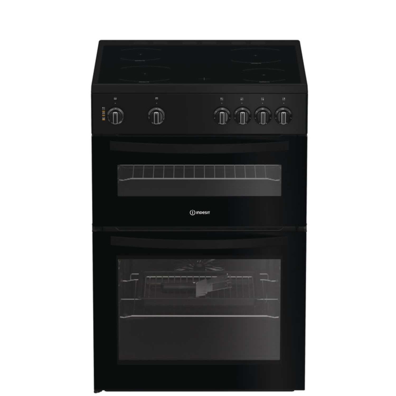 Indesit 60cm Double Oven Electric Cooker - Black