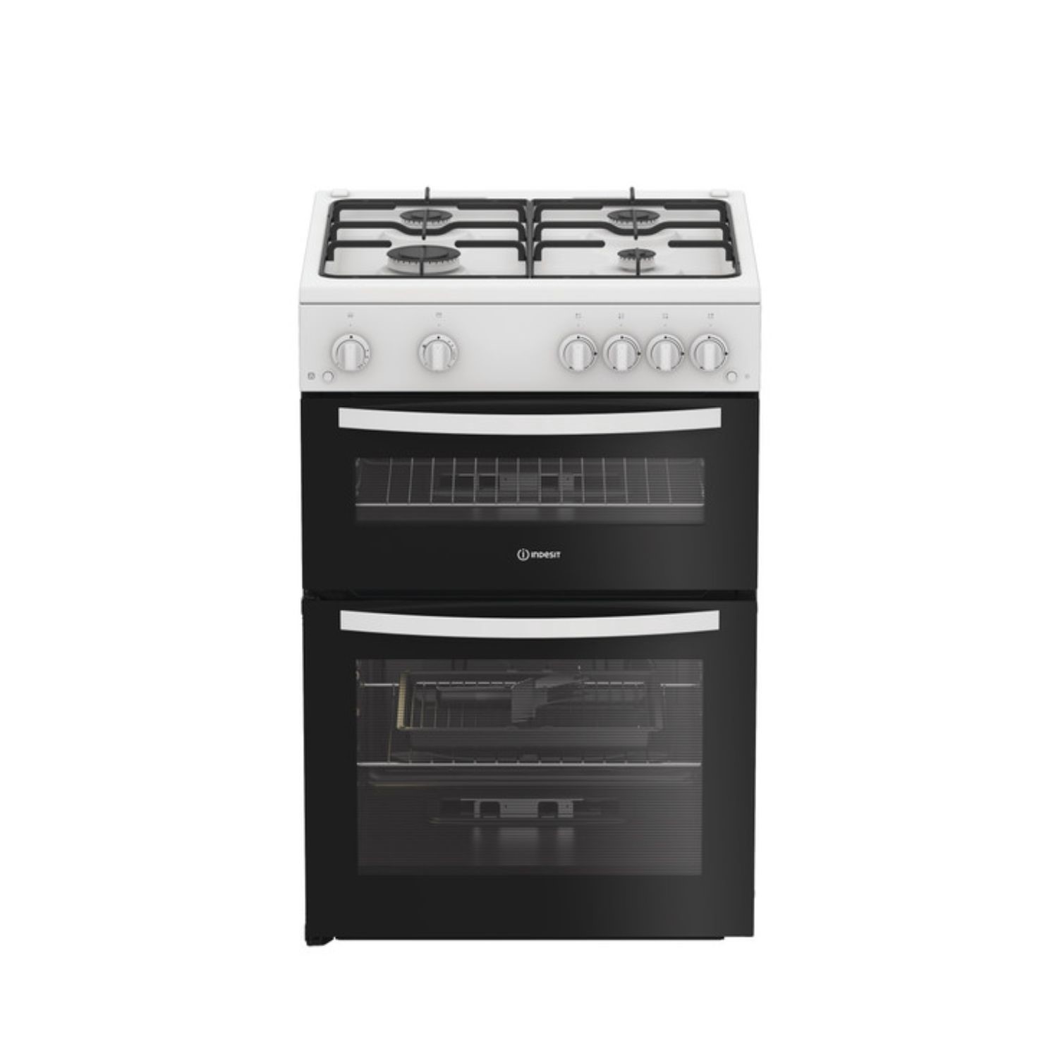 Indesit IDG6GW 60cm Double Oven Gas Cooker in White 4 Gas Burners 72L