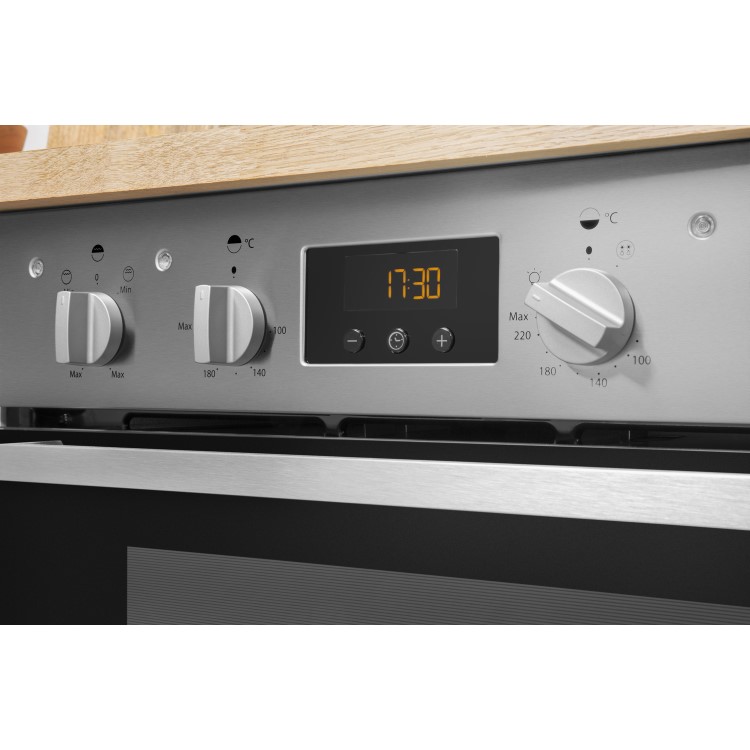 Refurbished Indesit Aria IDU6340IX 60cm Double Built Under Electric Oven Stainless Steel