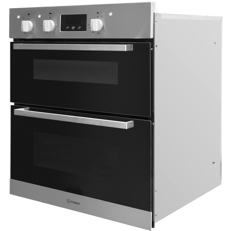 Refurbished Indesit Aria IDU6340IX 60cm Double Built Under Electric Oven Stainless Steel