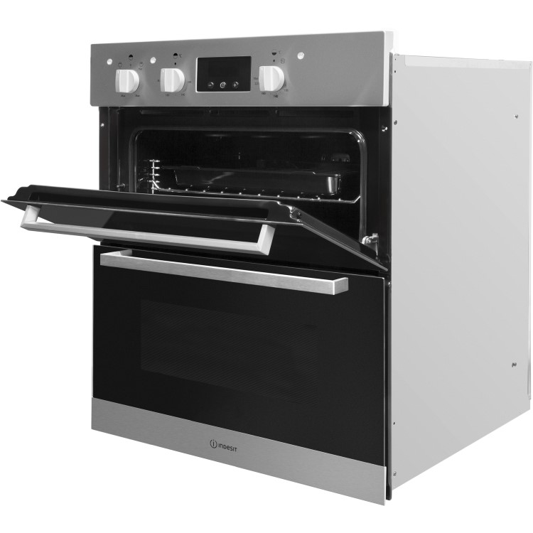 Refurbished Indesit Aria IDU6340IX 60cm Double Built Under Electric Oven Stainless Steel