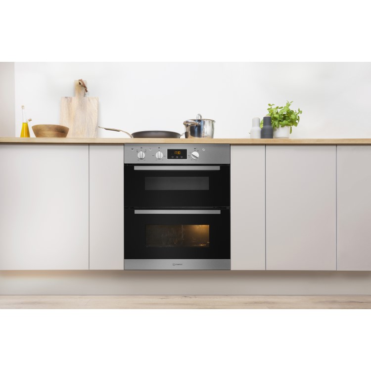 GRADE A2 - Indesit IDU6340IX Aria Electric Built Under Double Oven - Stainless Steel