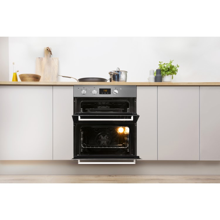 Refurbished Indesit IDU6340IX Aria Electric Built Under Double Oven - Stainless Steel