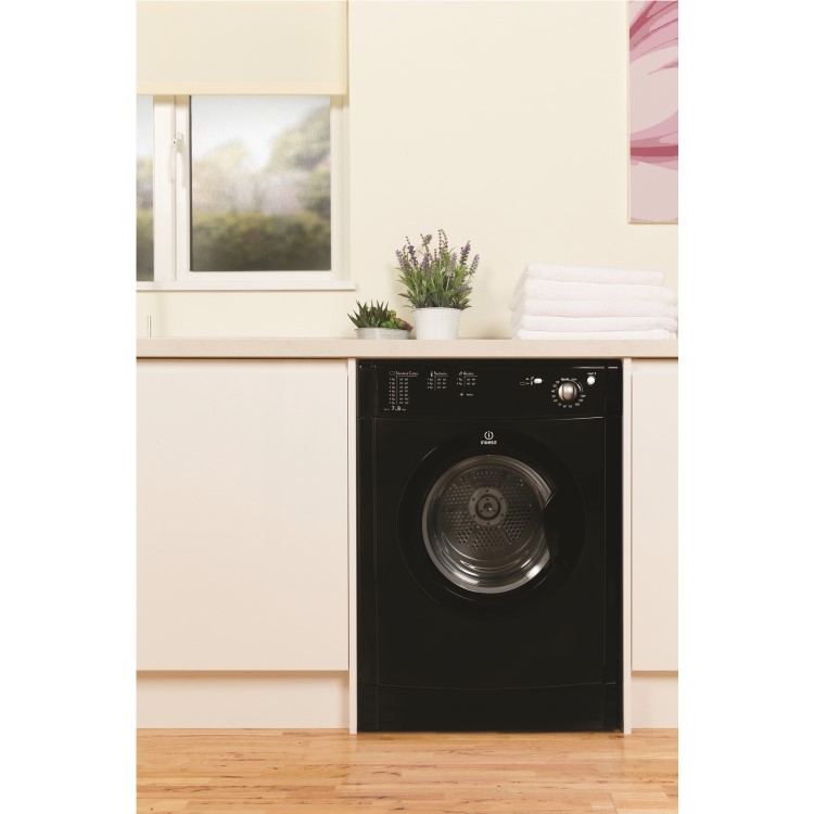 Indesit IDV75BK 7kg Freestanding Vented Tumble Dryer - Black