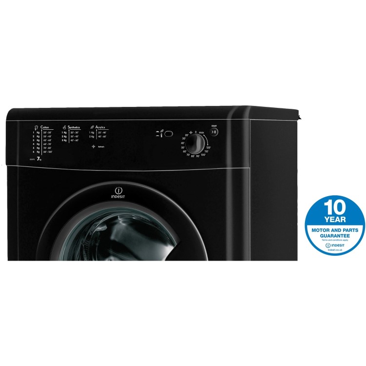 Indesit IDV75BK 7kg Freestanding Vented Tumble Dryer - Black