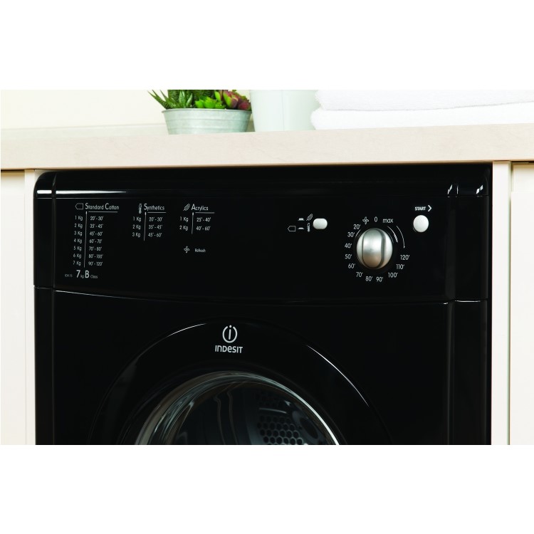 Indesit IDV75BK 7kg Freestanding Vented Tumble Dryer - Black