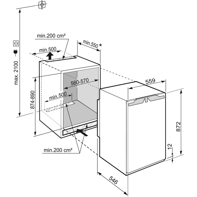 Liebherr 101 Litre In-column Integrated Freezer