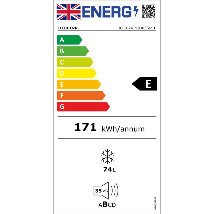 liebherr IG1024 71x56cm 73L A++ SmartFrost Integrated In-column Freezer