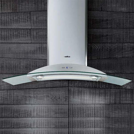 Elica IGLOO_TC Igloo Touch Control Curved Glass 90cm Chimney Hood in Stainless Steel