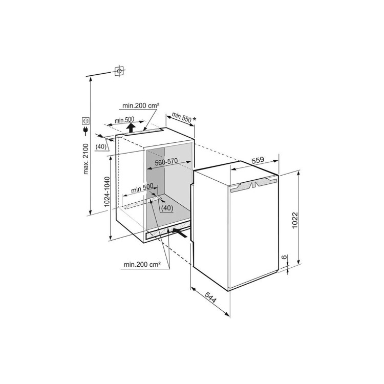 Liebherr IK1960 102cm In-column Soft Closing Door Integrated Larder Fridge - Door-on-Door