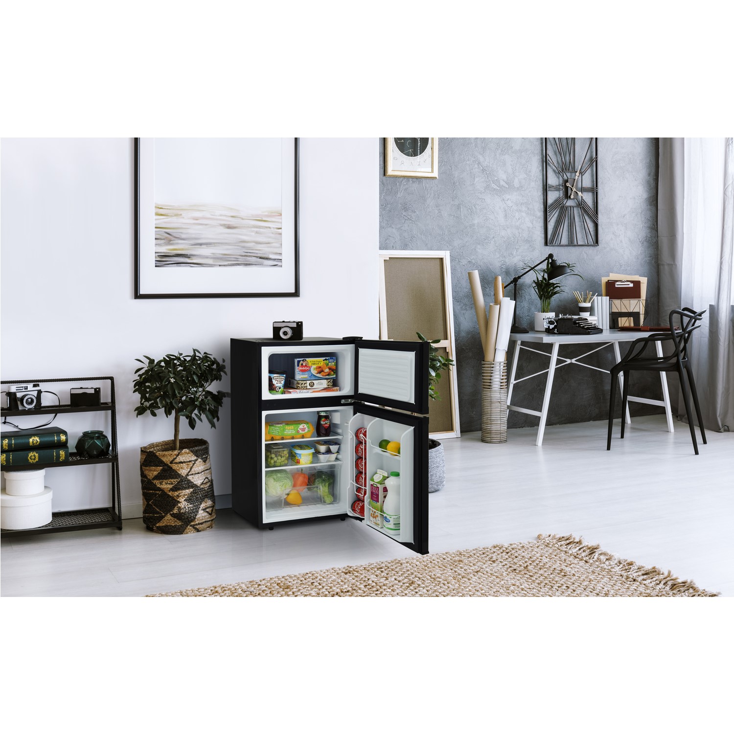 Ice King 88 Litre Undercounter Freestanding Fridge Freezer Black