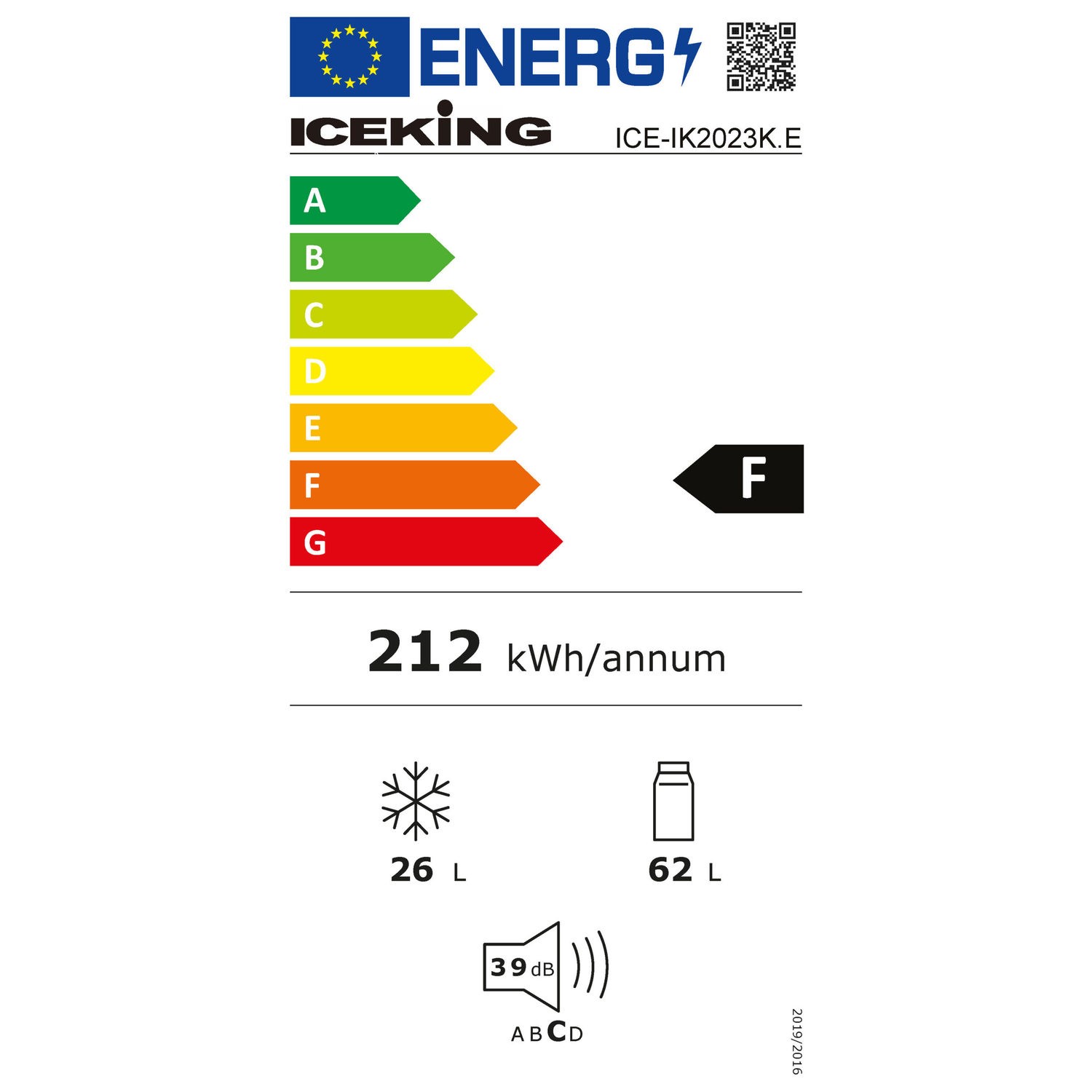 Ice King 88 Litre Undercounter Freestanding Fridge Freezer Black