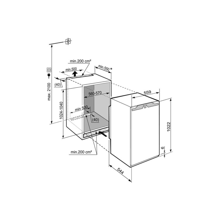 liebherr IKB1910 Comfort BioFresh 102cm In-column Integrated Fridge