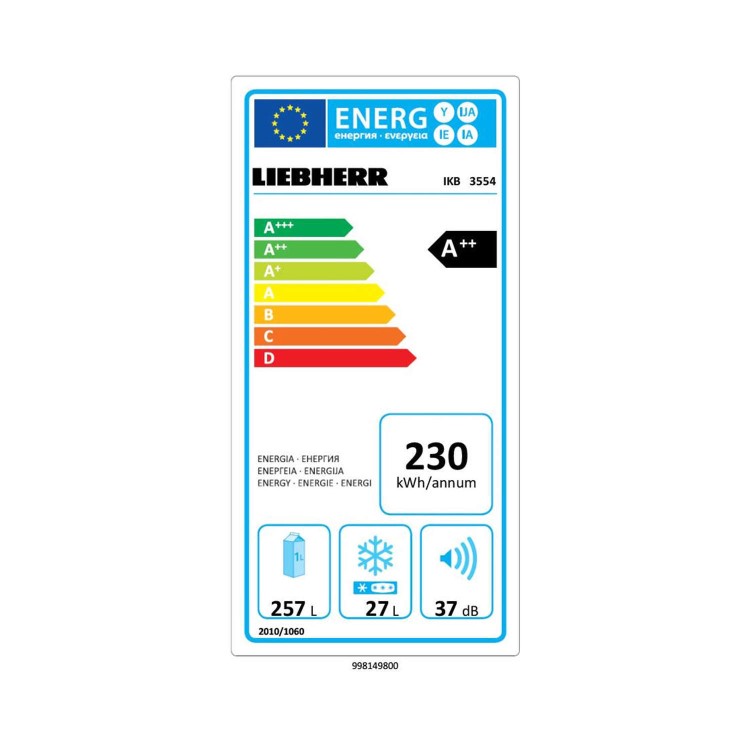 liebherr IKB3554 Premium BioFresh 178cm In-column Integrated Fridge With Icebox